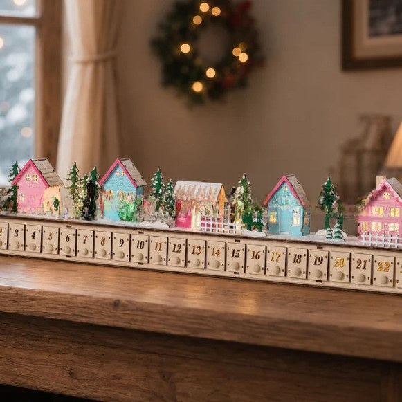 Christmas Village Wood Advent Calendar