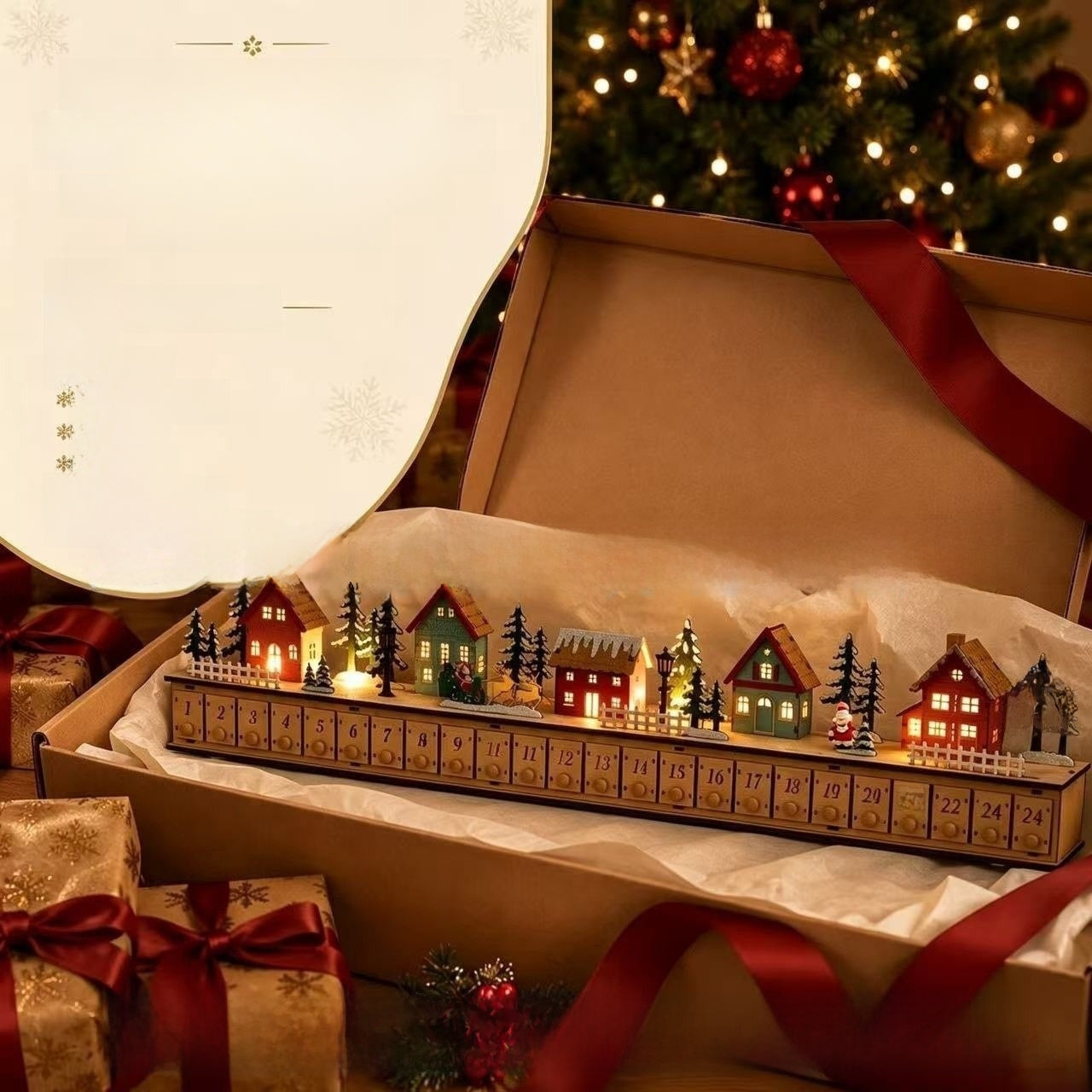 Christmas Village Wood Advent Calendar