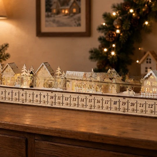 Christmas Village Wood Advent Calendar